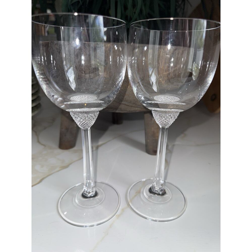 Two Villeroy & Boch Octavie Crystal 7”Water Goblets 12.5 oz.